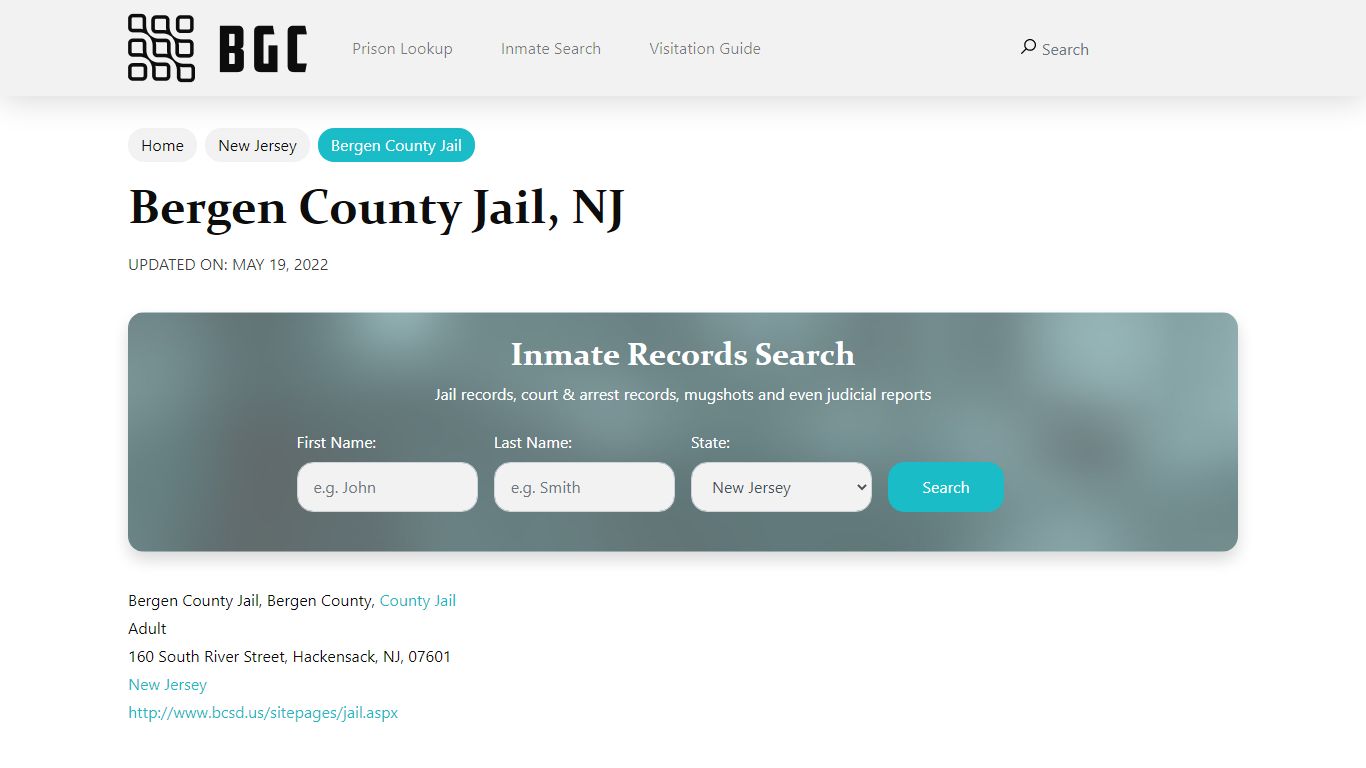 Bergen County Jail, NJ Inmate Search, Mugshots, Visitation ...